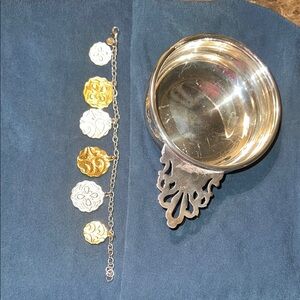 Swarovski Gold and Silver Medallion Charm Bracelet